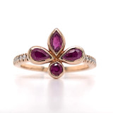 14ct Rose Gold 0.74ct Ruby Diamond Shouldered Flower Style Ring murray co jewellers belfast engagement rings wedding rings gemstone rings jewellery