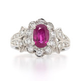 Platinum 1.46ct Pink Ruby & 0.50ct Diamond Cluster Ring murray co jewellery belfast