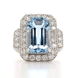 18ct White Gold 5.69ct Aquamarine & 1.00ct Diamond Cluster Ring murray co jewellers belfast