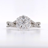 18ct White Gold 0.82ct Diamond Round Twist Shank Cluster Ring murray co jewellers belfast