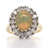14ct Yellow Gold 2.00ct Opal & 0.90ct Diamond Cluster Ring murray co jewellers belfast