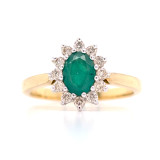 9ct Yellow Gold 0.75ct Emerald & 0.25ct Diamond Cluster Ring murray co jewellers belfast engagement rings wedding rings gemstone rings jewellery