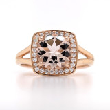 18ct Rose Gold 1.55ct Morganite & 0.14ct Diamond Cluster Ring murray co jewellers belfast