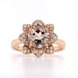 18ct Rose Gold 1.15ct Morganite & 0.14ct Diamond Cluster Ring murray co jewellers belfast engagement rings wedding rings gemstone rings jewellery