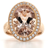 18ct Rose Gold 5.20ct Morganite & 0.26ct Diamond Cluster Ring murray co jewellers belfast