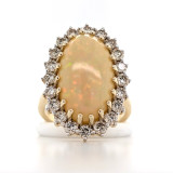 14ct Yellow Gold 6.80ct Opal & 1.40ct Diamond Cluster Ring murray co jewellers belfast