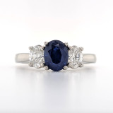 Platinum 1.44ct Sapphire & 0.62ct Diamond 3 Stone Ring murray co jewellers belfast