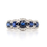 18ct White Gold 1.50ct Sapphire & 0.20ct Diamond 5 Stone Cluster Ring murray co jewellers belfast