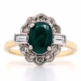 9ct Yellow Gold 1.07ct Emerald & 0.50ct Diamond Cluster Ring murray co jewellers belfast