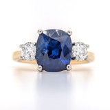 18ct Yellow Gold 4.01ct Sapphire & 0.60ct Diamond 3 Stone Ring murray co jewellers belfast