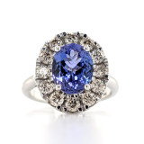 9ct White Gold 2.77ct Tanzanite & 1.00ct Diamond Cluster Ring murray co jewellers belfast