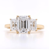 18ct Yellow Gold Lab Grown 2.61ct Emerald Cut Diamond 3 Stone Ring murray co jewellers belfast engagement rings