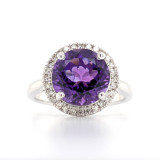 9ct White Gold 3.50ct Amethyst & 0.22ct Diamond Cluster Ring murray co jewellers belfast amethyst rings engagement rings
