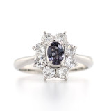 Platinum 0.34ct Alexandrite & 0.80ct Diamond Cluster Ring murray co jewellers belfast alexandrite rings jewellery