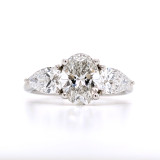 Platinum 2.58ct Lab Grown Oval & Pear Diamond 3 Stone Ring murray co jewellers belfast lab grown diamond engagement rings