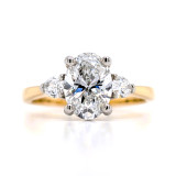 18ct Yellow Gold Lab Grown 1.80ct Oval & Pear Diamond 3 Stone Ring murray co jewellers belfast engagement rings
