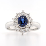 Platinum 0.87ct Sapphire & 0.50ct Diamond Cluster Ring murray co jewellers belfast sapphire rings