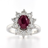 14ct White Gold 2.05ct Ruby & 1.35ct Diamond Cluster Ring murray co jewellers belfast