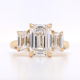 18ct Yellow Gold 4.00ct Lab Grown Emerald Cut Diamond 3 Stone Ring murray co jewellers belfast