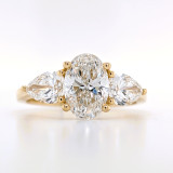 18ct Yellow Gold 2.57ct Lab Grown Oval & Pear Diamond 3 Stone Ring murray co jewellers belfast