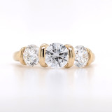 18ct Yellow Gold 1.70ct Lab Grown Diamond Bar Set 3 Stone Ring murray co jewellers belfast