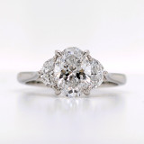Platinum 1.47ct Lab Grown Oval & Half Moon Diamond 3 Stone Ring murray co jewellers belfast engagement rings