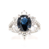 Platinum 2.90ct Oval Sapphire & 1.71ct Diamond Cluster Ring murray co jewellers belfast