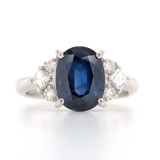 Platinum 2.69ct Oval Sapphire & 0.35ct Diamond 3 Stone Style Ring murray co jewellers belfast