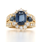 18ct Yellow Gold 2.55ct Sapphire & 1.00ct Diamond Cluster Ring murray co jewellers belfast