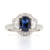Platinum 1.57ct Sapphire & 0.90ct Diamond 3 Stone Style Cluster Ring murray co jewellers belfast