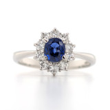 Platinum 0.73ct Sapphire & 0.42ct Diamond Cluster Ring murray co jewellers belfast