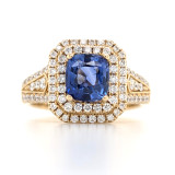 18ct Yellow Gold 1.64ct Sapphire & 0.67ct Diamond Cluster Ring murray co jewellers belfast