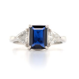 Platinum 1.19ct Sapphire & 0.44ct Diamond 3 Stone Ring murray co jewellers belfast