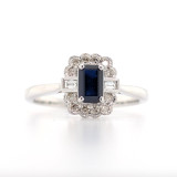 9ct White Gold 0.65ct Sapphire & 0.20ct Diamond Cluster Ring murray co jewellers belfast
