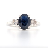 9ct White Gold 2.60ct Sapphire & 0.33ct Diamond 3 Stone Ring murray co jewellers belfast