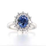 Platinum 1.47ct Oval Sapphire & 0.60ct Diamond Cluster Ring murray co jewellers belfast
