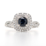 Platinum 0.47ct Sapphire & 0.63ct Diamond Double Halo Cluster Ring murray co jewellers belfast
