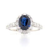 Platinum 1.52ct Oval Sapphire & 0.75ct Diamond Cluster Ring murray co jewellers belfast