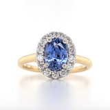 18ct Yellow Gold 1.50ct Sapphire & 0.32ct Diamond Cluster Ring murray co jewellers belfast