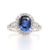 18ct White Gold 1.71ct Sapphire & 0.49ct Diamond Cluster Ring murray co jewellers belfast