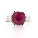 14ct White Gold 3.10ct Ruby & 0.35ct Diamond 3 Stone Ring murray co jewellers belfast