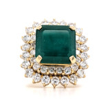 18ct Yellow Gold 7.41ct Emerald & 2.77ct Diamond Cluster Ring murray co jewellers belfast