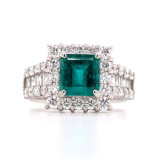 Platinum 1.44ct Emerald & 1.07ct Diamond Cluster Ring murray co jewellers belfast