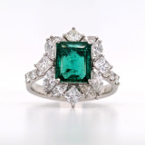 Platinum 1.82ct Emerald & 1.35ct Diamond Cluster Ring murray co jewellers belfast