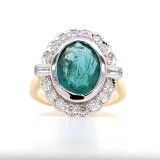 18ct Yellow Gold 3.37ct Emerald & 0.47ct Diamond Cluster Ring murray co jewellers belfast
