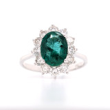 18ct White Gold 2.01ct Emerald & 0.87ct Diamond Cluster Ring murray co jewellers belfast