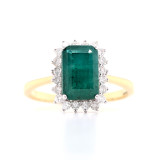 18ct Yellow Gold 1.89ct Emerald & 0.30ct Diamond Cluster Ring murray co jewellers belfast
