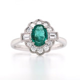 Platinum 0.69ct Emerald & 0.37ct Diamond Cluster Ring murray co jewellers belfast