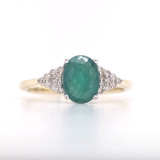 9ct Yellow Gold 1.09ct Emerald & 0.14ct Diamond 3 Stone Style Cluster Ring murray co jewellers belfast