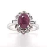 14ct White Gold 3.08ct Ruby & 0.40ct Diamond Cluster Ring murray co jewellers belfast